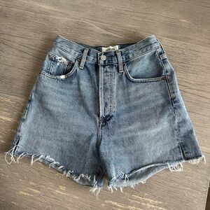 Agolde Distressed Blue Jean Shorts